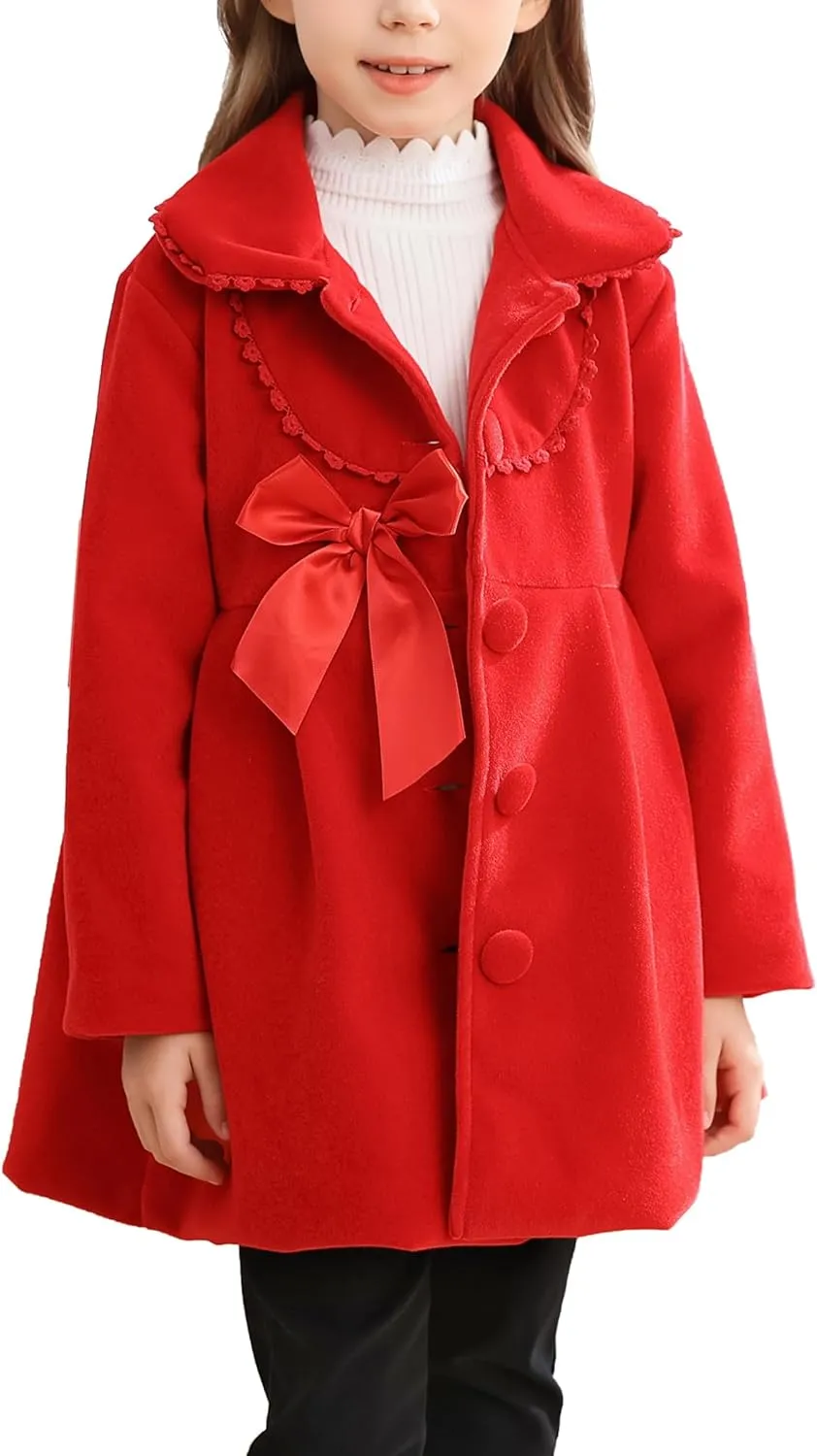2-7T Toddler Girls Trench Coat Windbreaker Winter Warm Jacket Overcoat Cloak