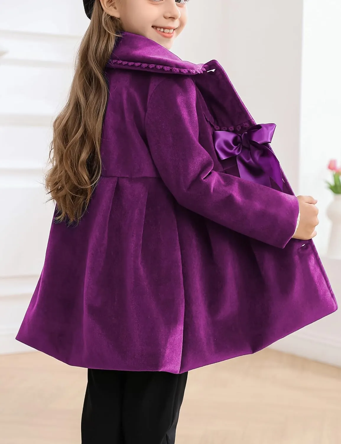 2-7T Toddler Girls Trench Coat Windbreaker Winter Warm Jacket Overcoat Cloak