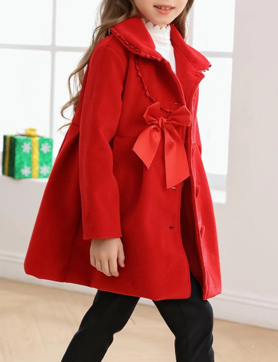 2-7T Toddler Girls Trench Coat Windbreaker Winter Warm Jacket Overcoat Cloak