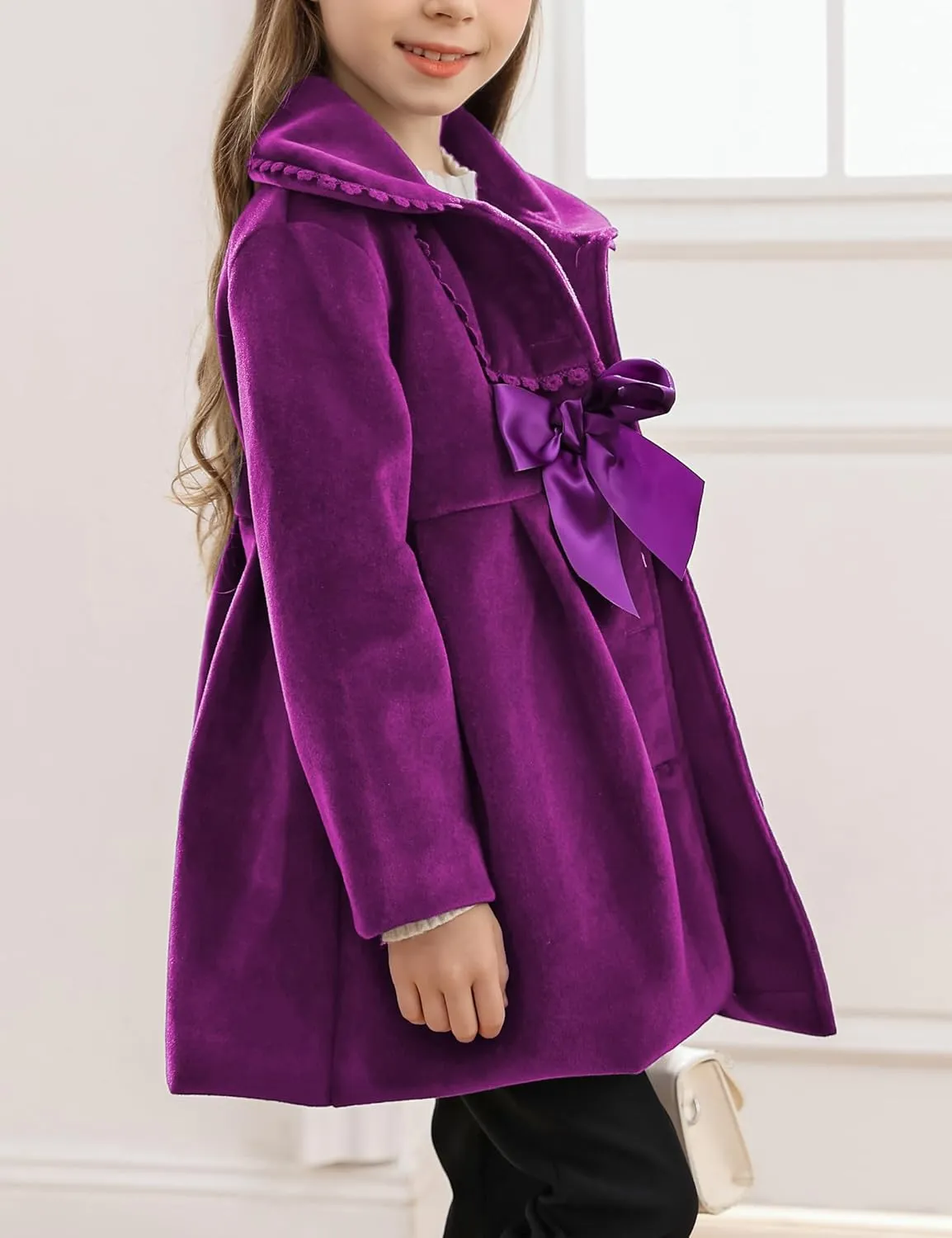 2-7T Toddler Girls Trench Coat Windbreaker Winter Warm Jacket Overcoat Cloak