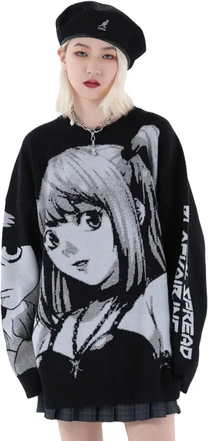 Anime Girl Figure Sweater Graphic Long Sleeve Oversize Knitwear Sweatshirt Unisex 3D