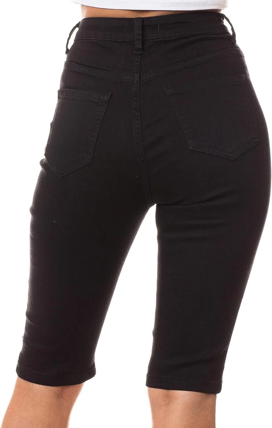 Aphrodite Denim Bermuda Shorts Jeans  Women's Lace Up High Waisted Skinny Fit Fashion Knee Length Cropped Pants
