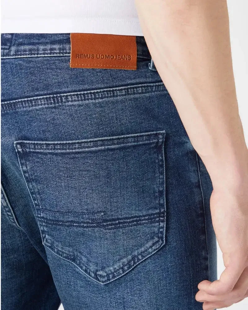 Apollo Stone Wash Slim Fit Jeans - Mid Blue