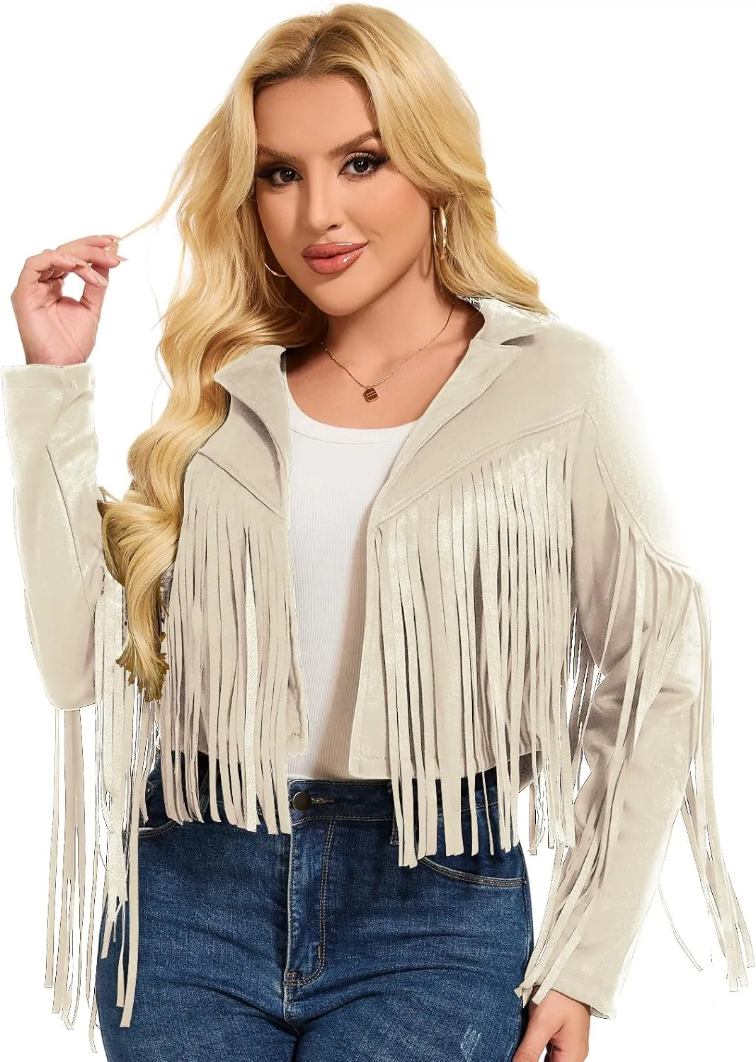 ATAMET 70s Women's Fringe Faux Suede Leather Jackets 60s Party Costume, Halloween 2025 Fashion Tassel Motorcycle Coats