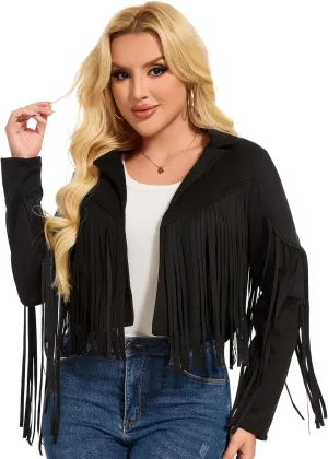 ATAMET 70s Women's Fringe Faux Suede Leather Jackets 60s Party Costume, Halloween 2025 Fashion Tassel Motorcycle Coats