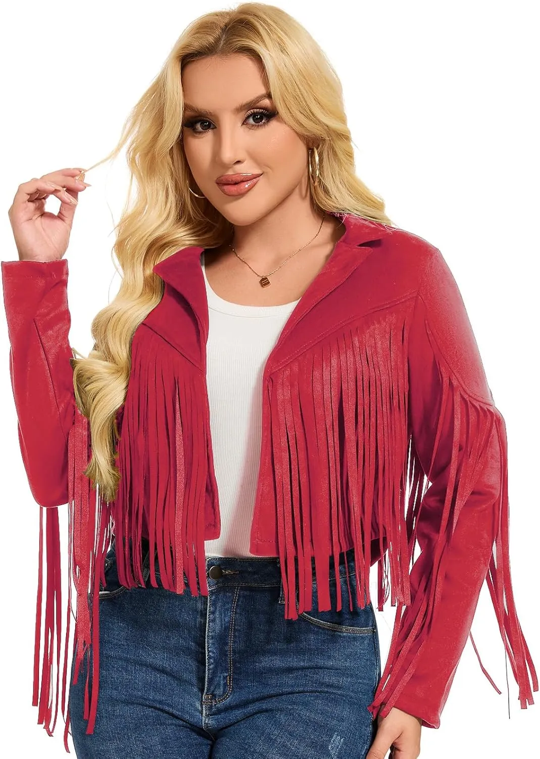 ATAMET 70s Women's Fringe Faux Suede Leather Jackets 60s Party Costume, Halloween 2025 Fashion Tassel Motorcycle Coats