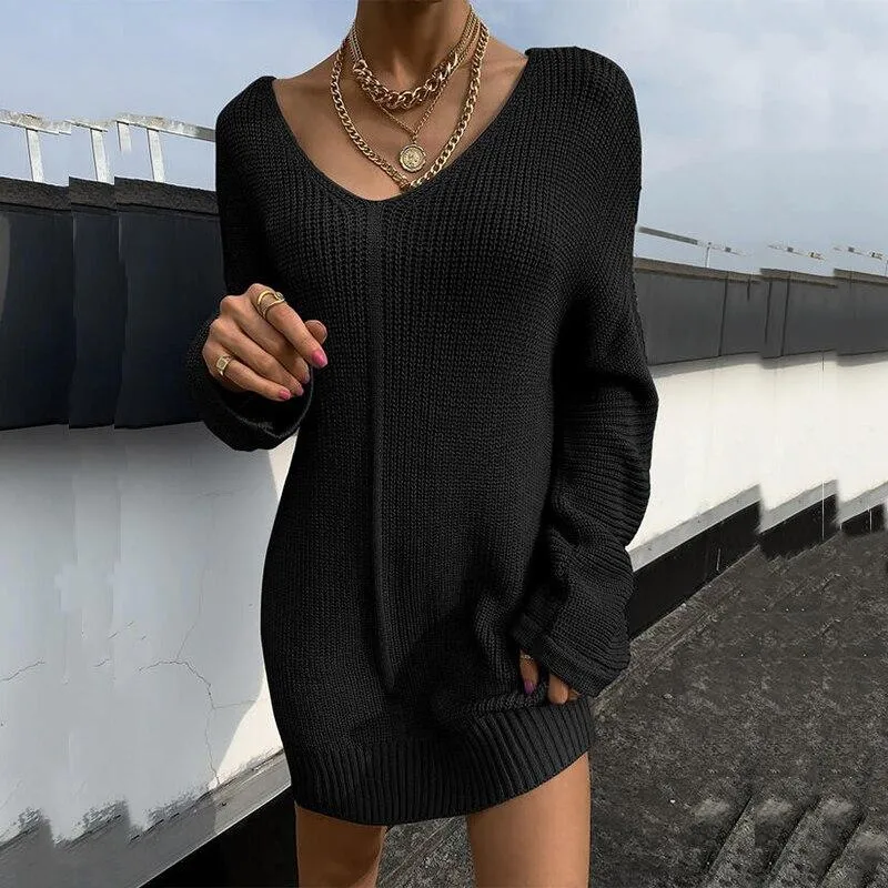 Autumn Winter Loose Knitted Sweater Dress