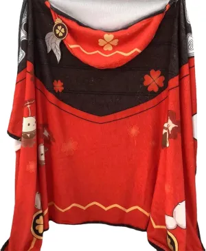 AwwwCos Genshin Impact Fleece Cape Hooded Cloak Warm Blanket Cosplay Costume Shawl Outwear Poncho for Halloween Party