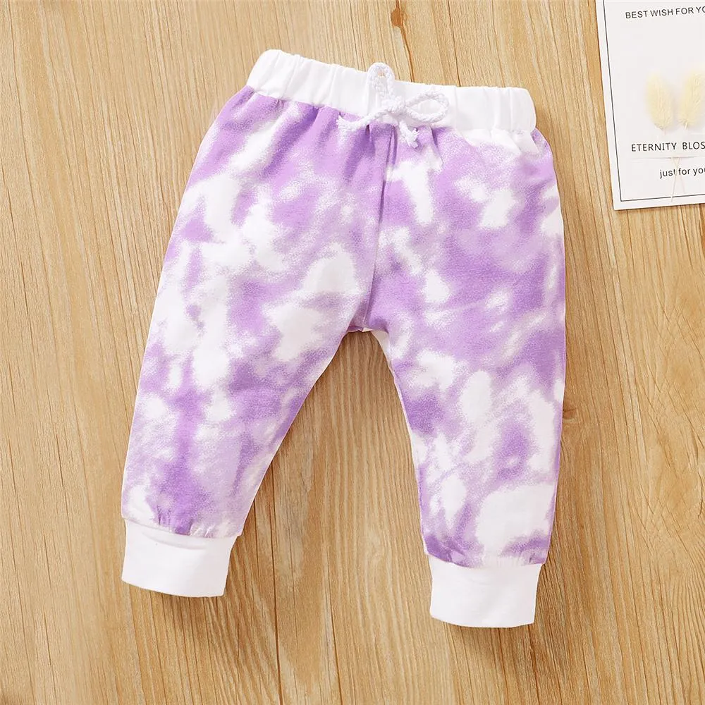 Baby Unisex Crew Neck Long Sleeve Tie Dye Romper & Pants Baby Romper Wholesale
