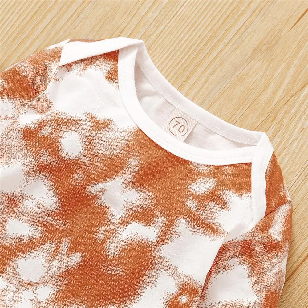Baby Unisex Crew Neck Long Sleeve Tie Dye Romper & Pants Baby Romper Wholesale