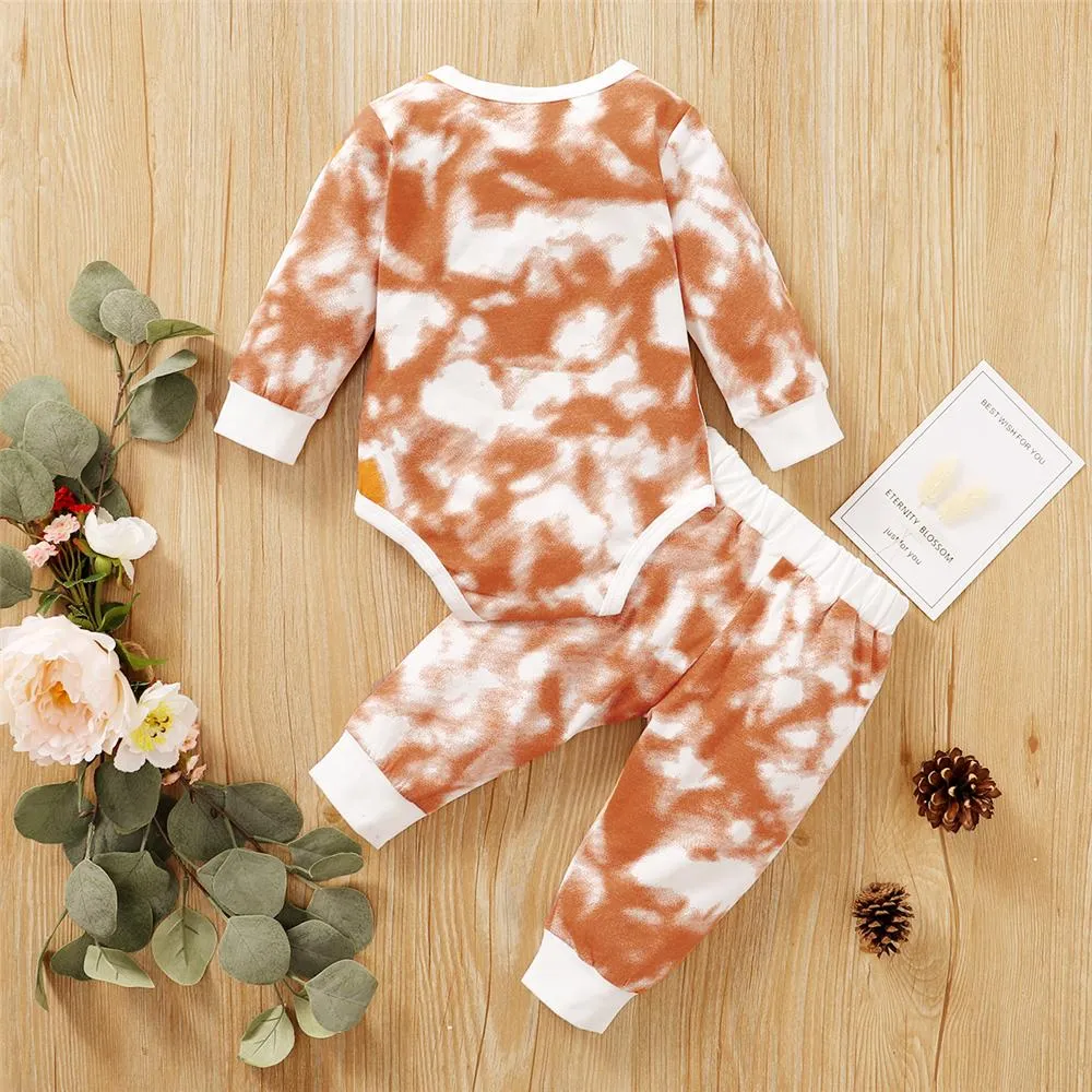 Baby Unisex Crew Neck Long Sleeve Tie Dye Romper & Pants Baby Romper Wholesale