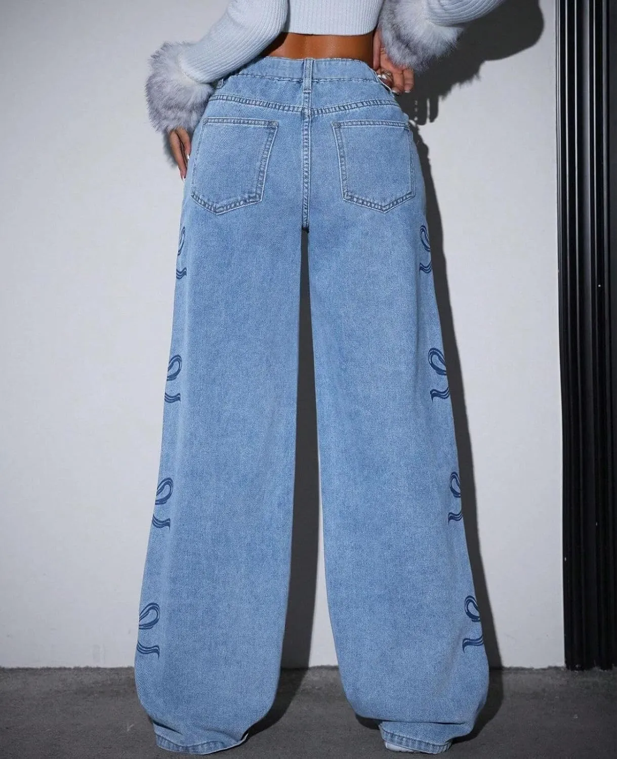 Baggy Jeans for Teen Girls Woman Bow Jeans High Waist Wide Leg Loose Pants Casual Streetwear Cute Clothes