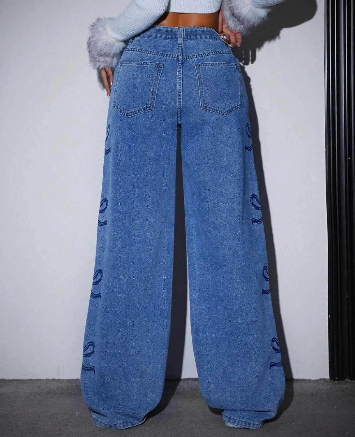 Baggy Jeans for Teen Girls Woman Bow Jeans High Waist Wide Leg Loose Pants Casual Streetwear Cute Clothes