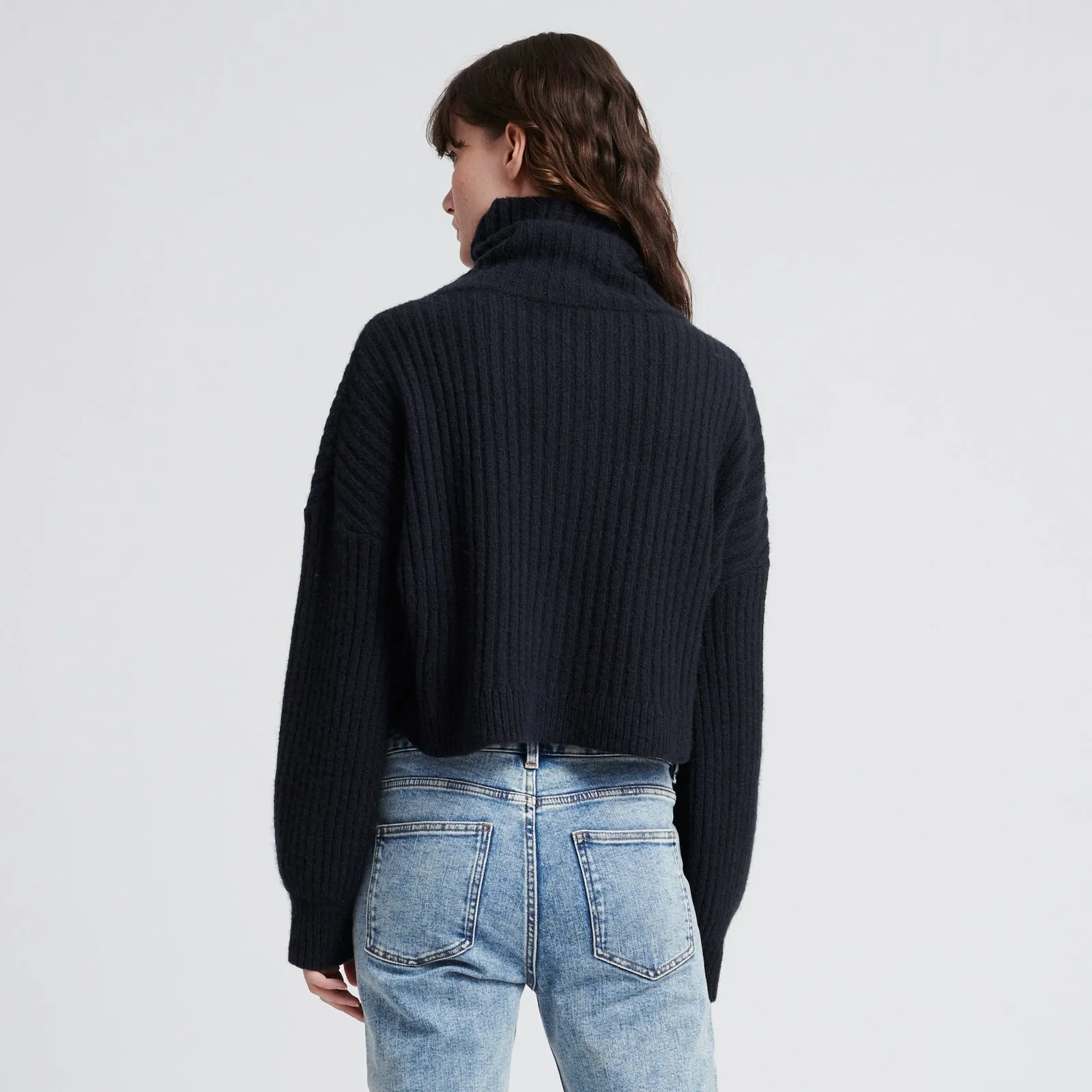 Balloon Sleeve Cropped Turtleneck