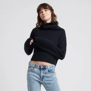 Balloon Sleeve Cropped Turtleneck