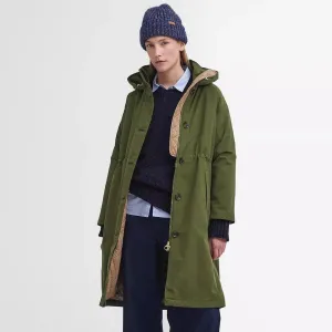 Barbour Women's Iris Waterproof Jacket In Moss/Sand/Pastel Pink