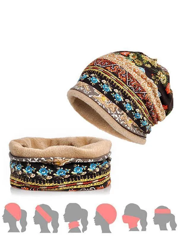 Bohemia Floral With Plush Hat Accessories