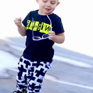 Boys Cross Letter Pattern Top & Pants Boys Casual Suits
