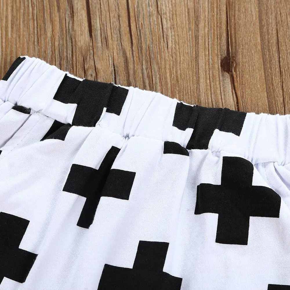 Boys Cross Letter Pattern Top & Pants Boys Casual Suits
