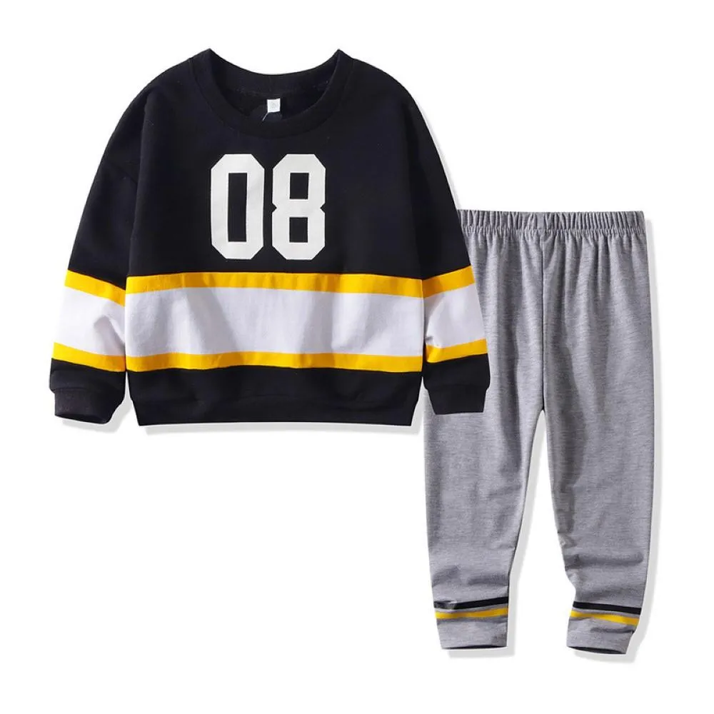 Boys Number Eight Printed Long Sleeves Top & Pants Boys Casual Suits