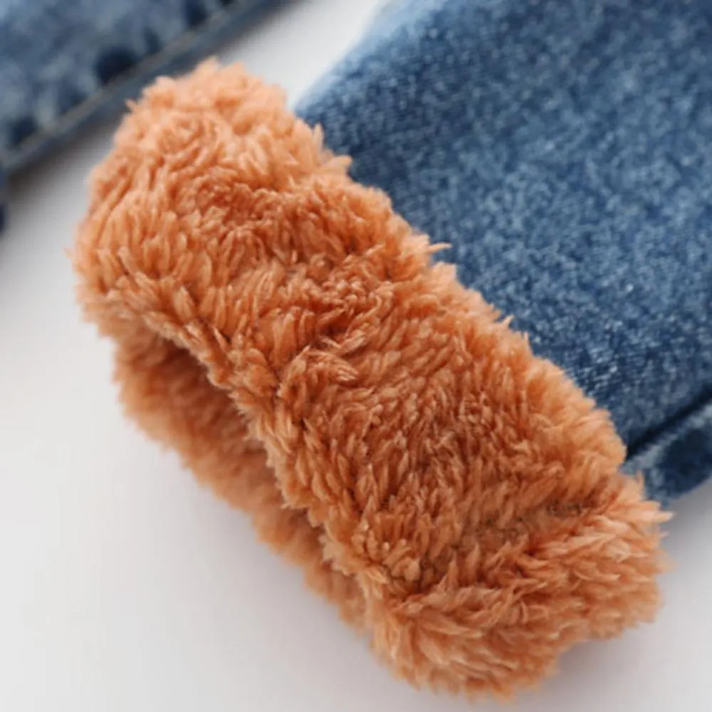 Boys Solid Color Pocket Elastic Waist Warm Jeans Wholesale Kids Jeans