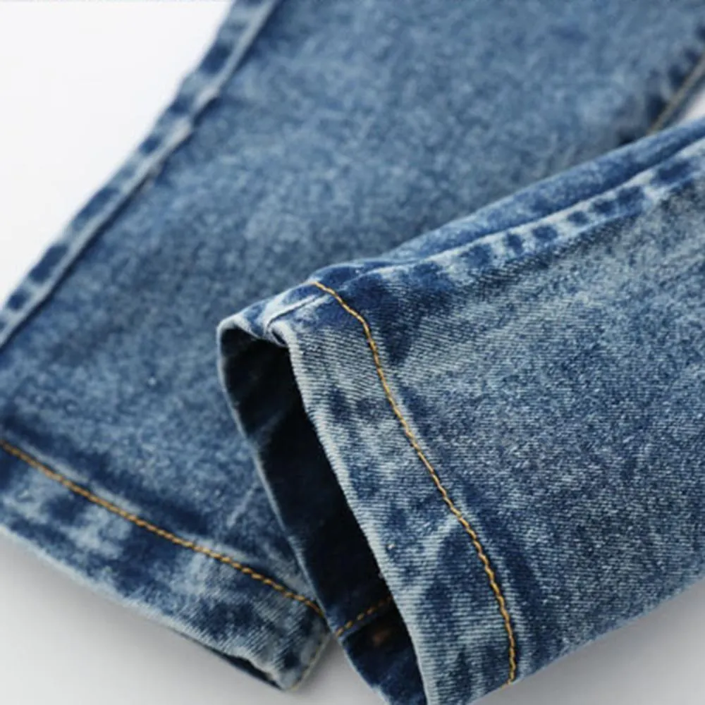 Boys Solid Color Pocket Elastic Waist Warm Jeans Wholesale Kids Jeans