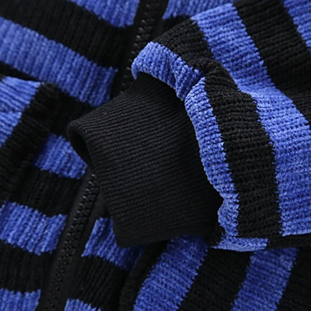 Boys Stripe Pattern Hooded Long Sleeves Top & Pants Boys Casual Suits