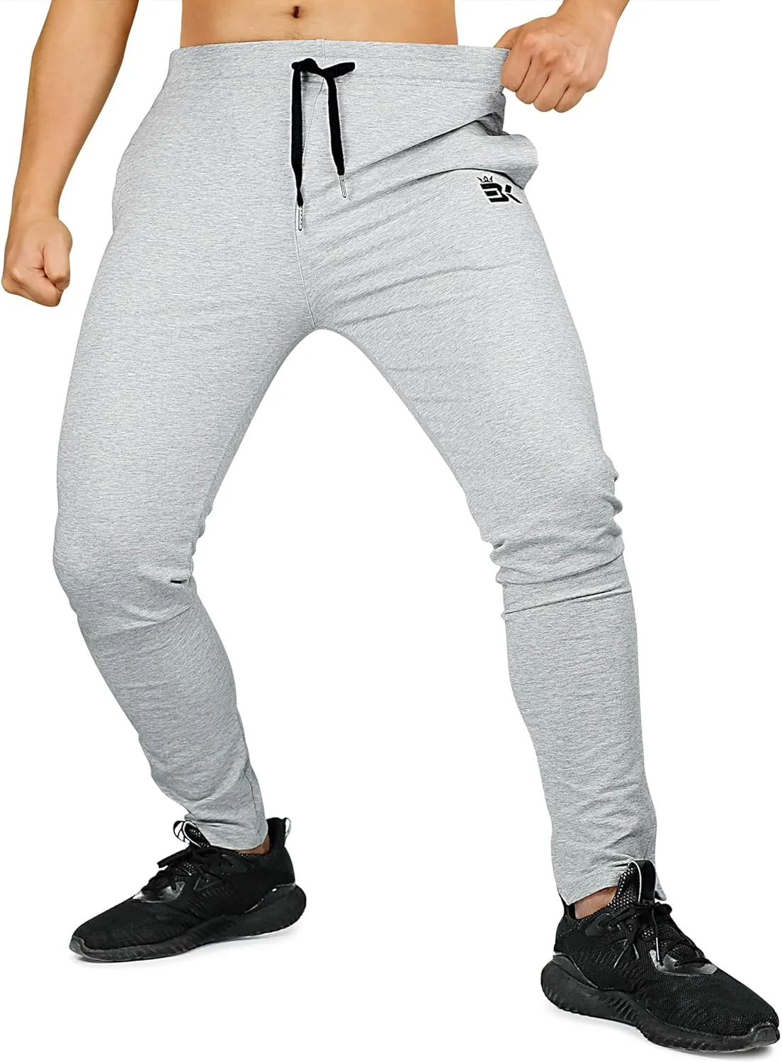BROKIG Mens Zip Joggers Pants - Casual Gym Workout Track Pants Comfortable Slim Fit Tapered Sweatpants with Pockets
