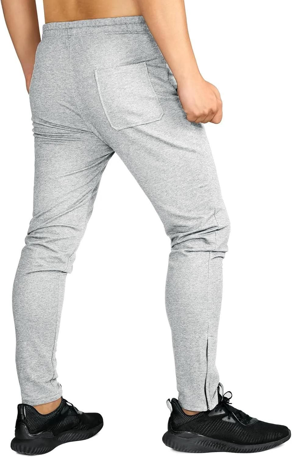 BROKIG Mens Zip Joggers Pants - Casual Gym Workout Track Pants Comfortable Slim Fit Tapered Sweatpants with Pockets