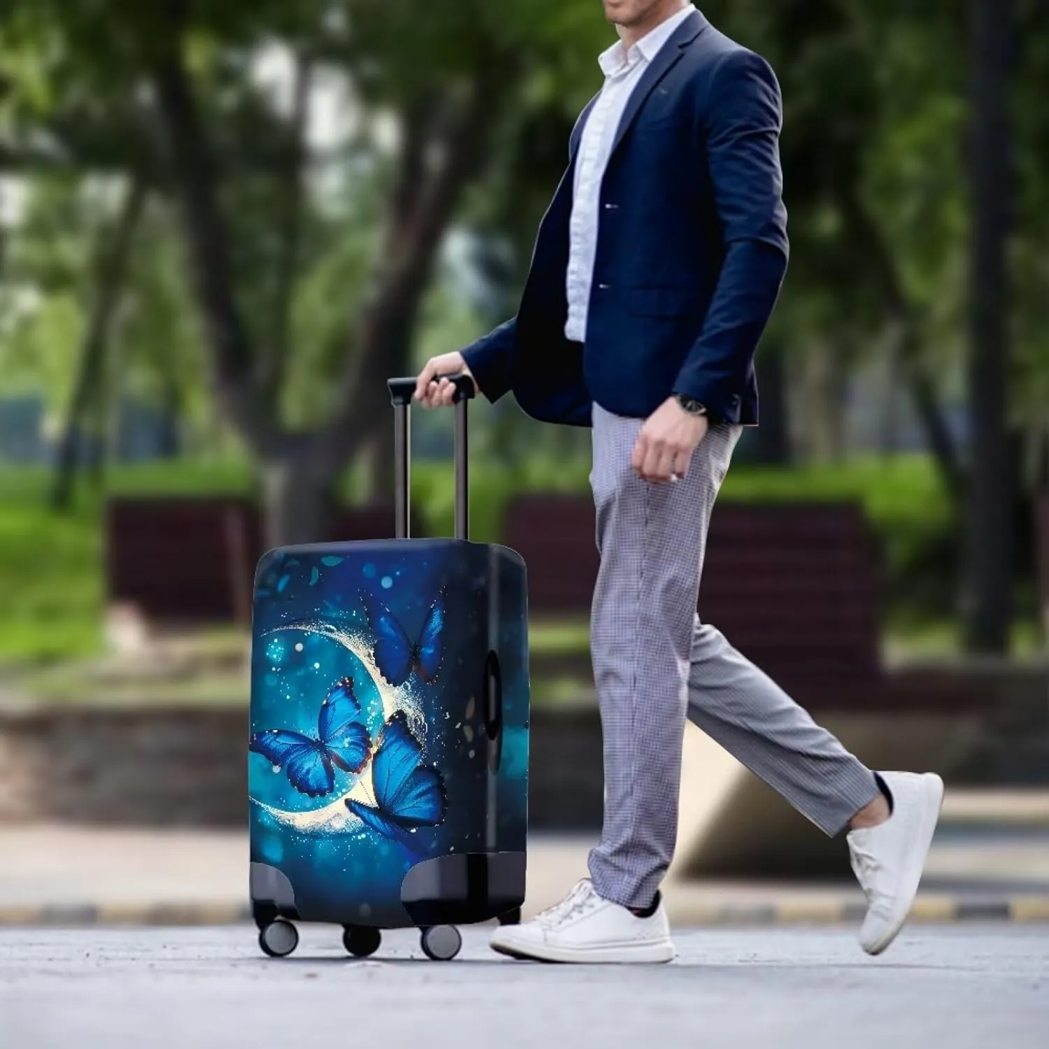 Butterfly Moon Luggage Cover Anti-Scratch Suitcase Cover Luggage Protective Accessories for Kids & Adults, S (Fit 18-21 Inch Suitcase)