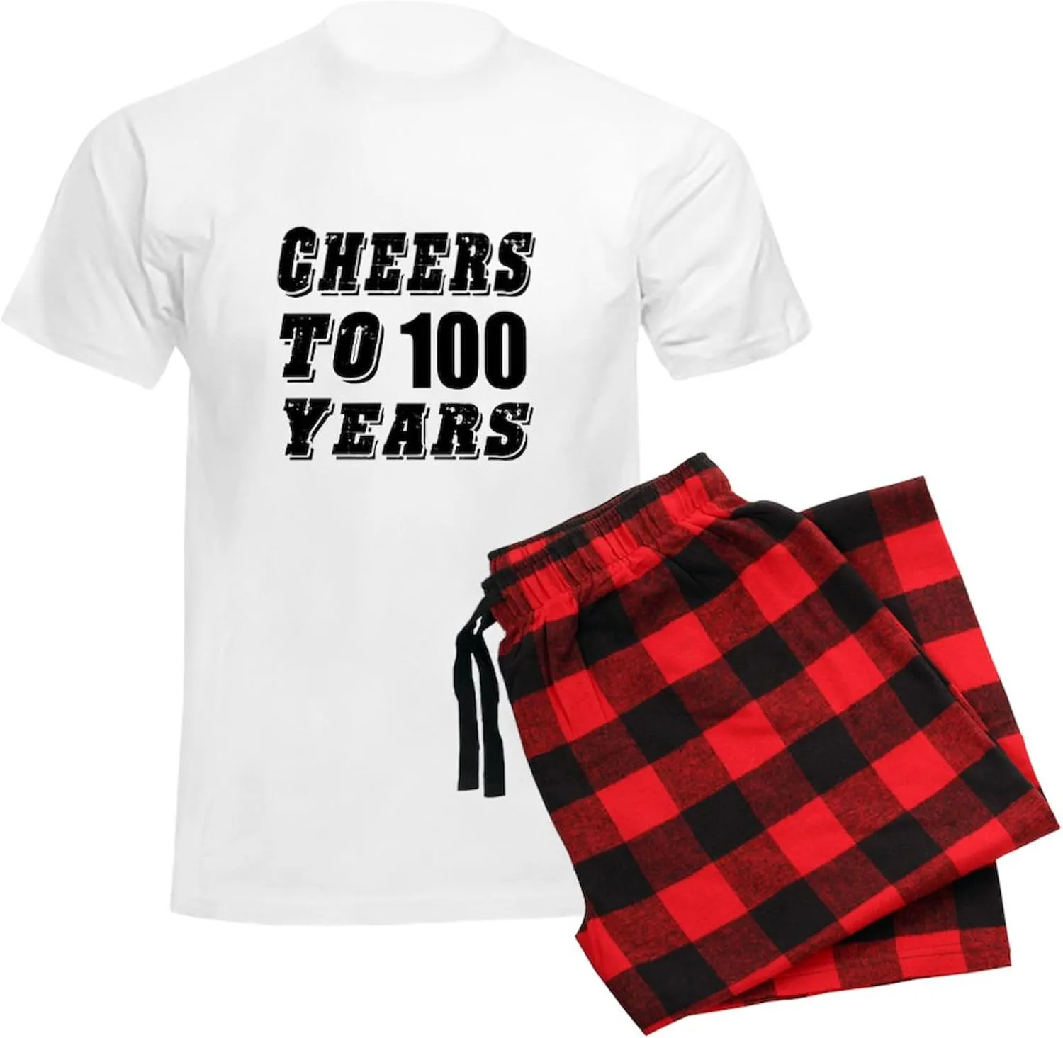 CafePress Cheers To 100 Men's Light Pajamas Men's Novelty Light Pajama Set, Comfortable PJ Sleepwear
