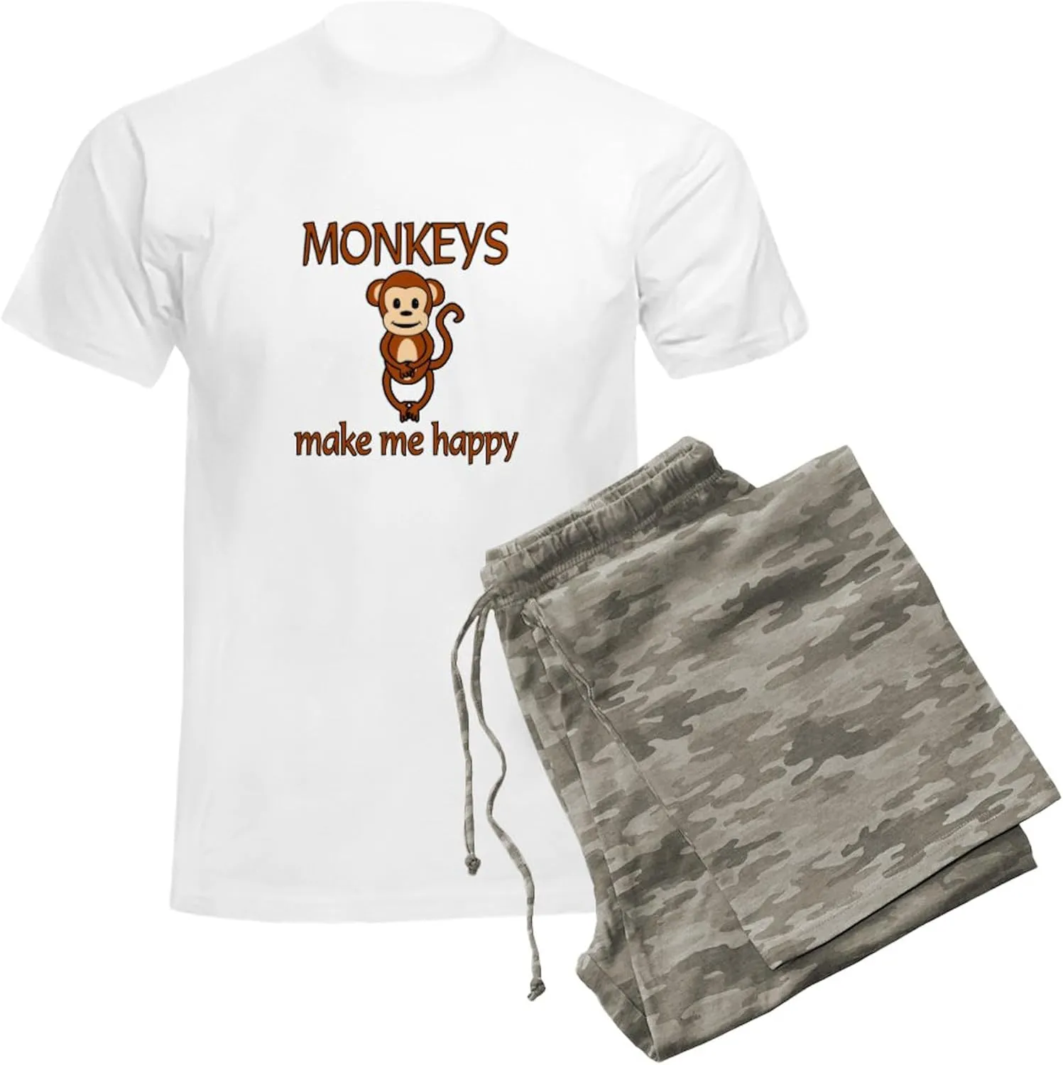 CafePress Monkey Happy Men's Light Pajamas Men's Novelty Light Pajama Set, Comfortable PJ Sleepwear