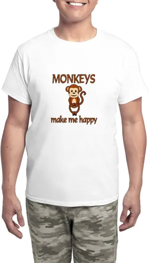 CafePress Monkey Happy Men's Light Pajamas Men's Novelty Light Pajama Set, Comfortable PJ Sleepwear