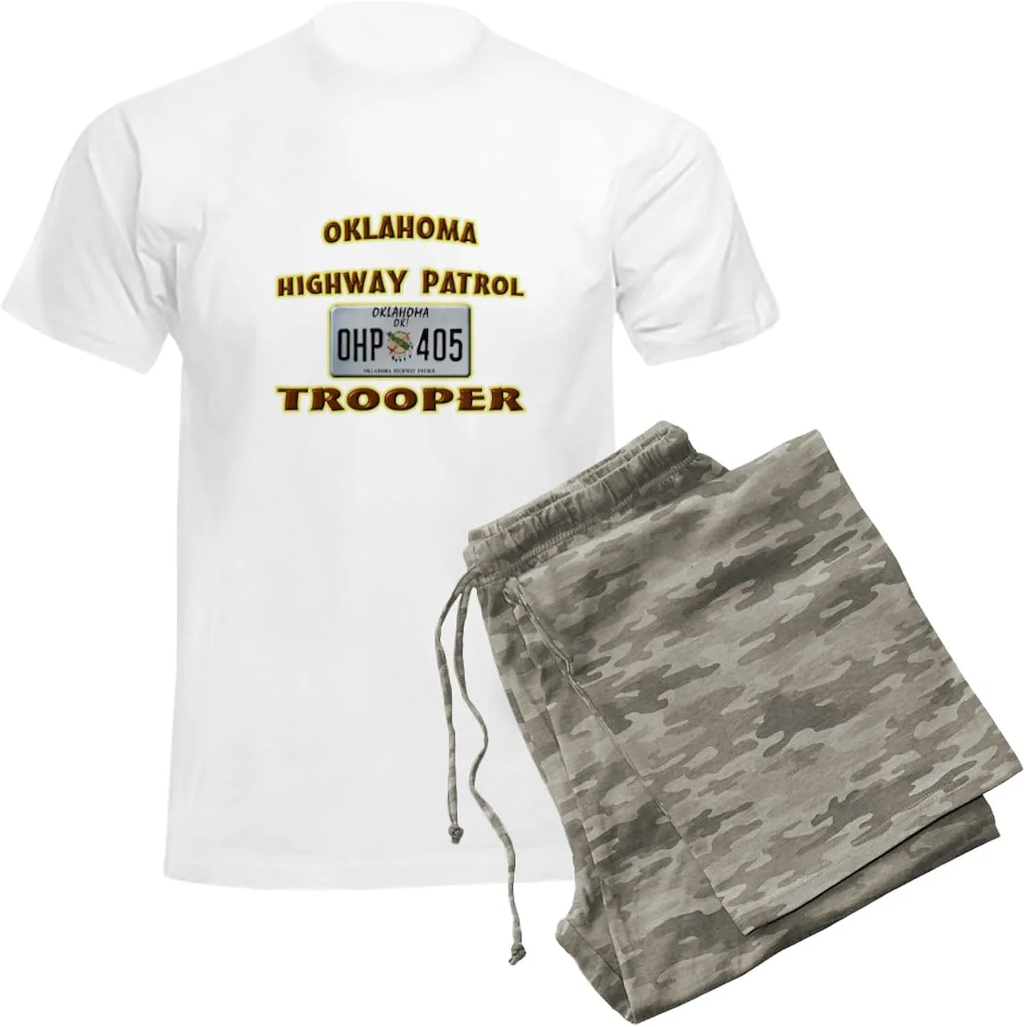 CafePress Oklahoma Highway Patrol Men's Light Pajamas Men's Novelty Light Pajama Set, Comfortable PJ Sleepwear