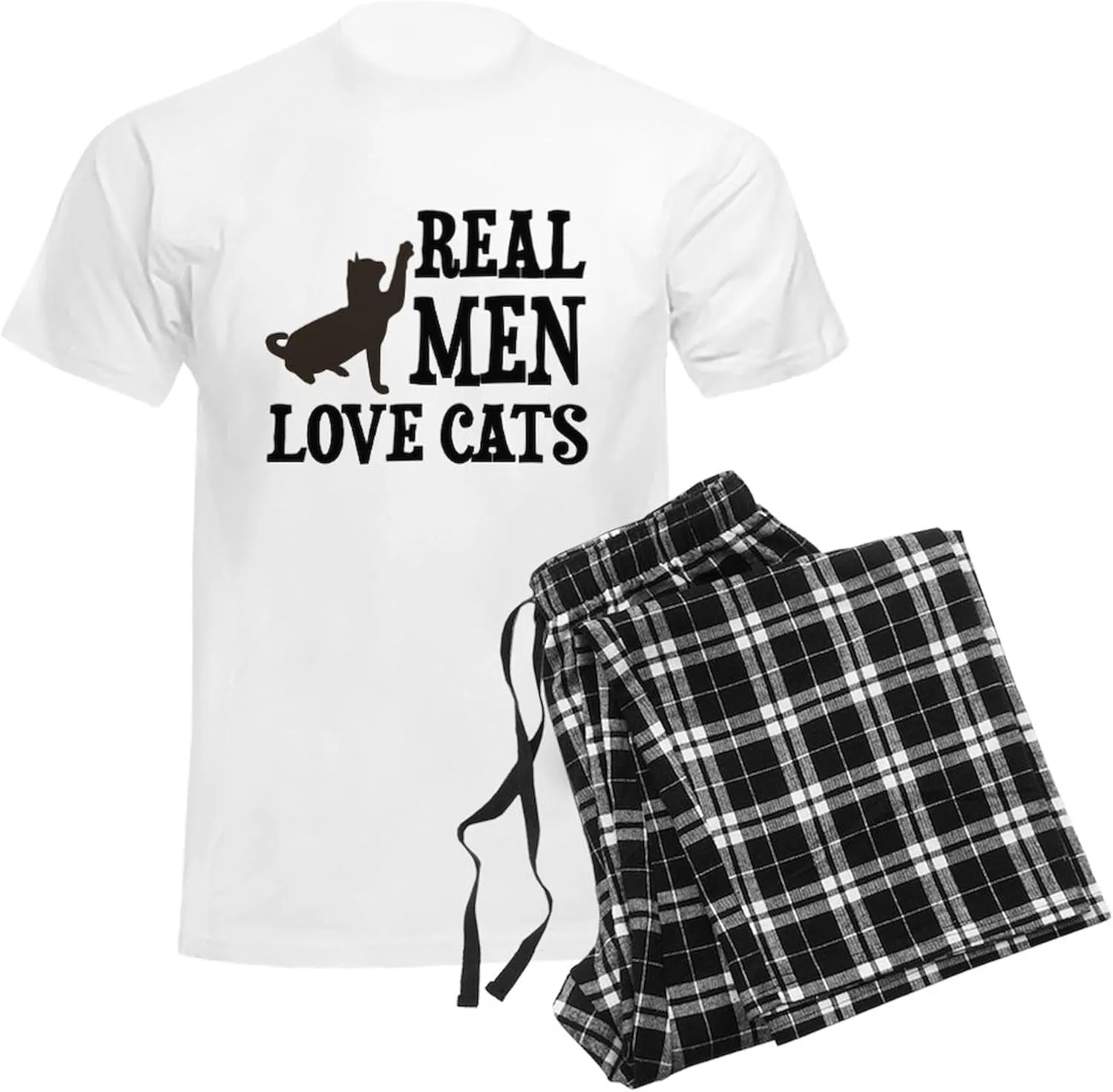 CafePress Real Men Love Cats Pajamas Men's Novelty Light Pajama Set, Comfortable PJ Sleepwear