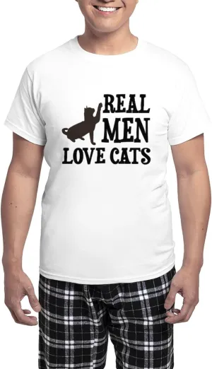CafePress Real Men Love Cats Pajamas Men's Novelty Light Pajama Set, Comfortable PJ Sleepwear