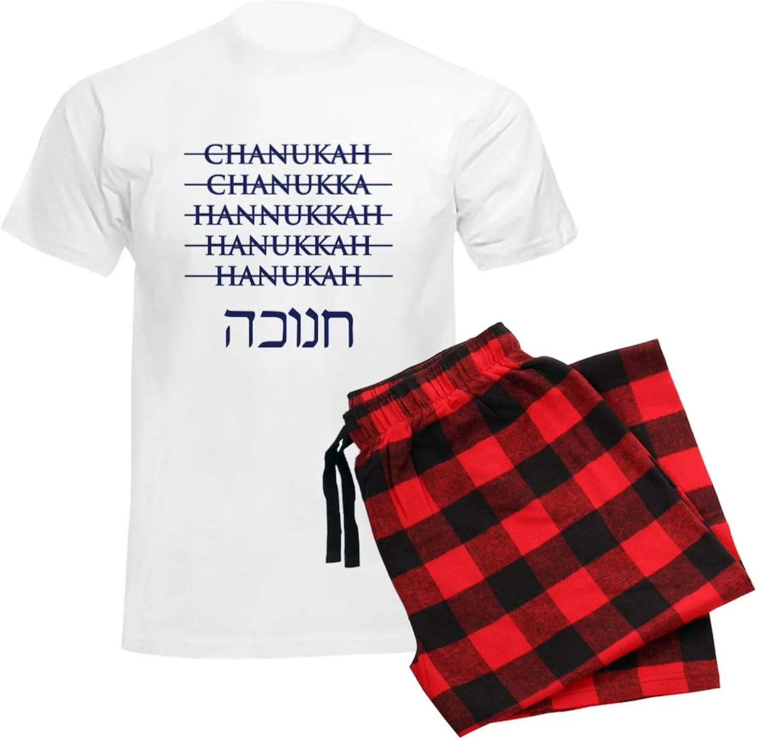 CafePress Spelling Chanukah Hanukkah Hanukah Men's Light Paj Men's Novelty Light Pajama Set, Comfortable PJ Sleepwear
