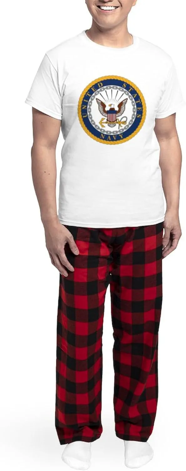 CafePress US Navy Emblem Men's Light Pajamas Men's Novelty Light Pajama Set, Comfortable PJ Sleepwear