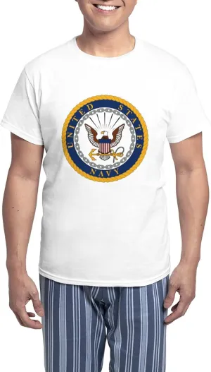 CafePress US Navy Emblem Men's Light Pajamas Men's Novelty Light Pajama Set, Comfortable PJ Sleepwear