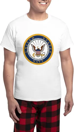 CafePress US Navy Emblem Men's Light Pajamas Men's Novelty Light Pajama Set, Comfortable PJ Sleepwear