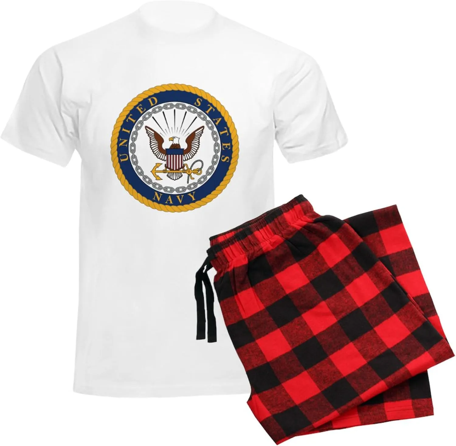 CafePress US Navy Emblem Men's Light Pajamas Men's Novelty Light Pajama Set, Comfortable PJ Sleepwear