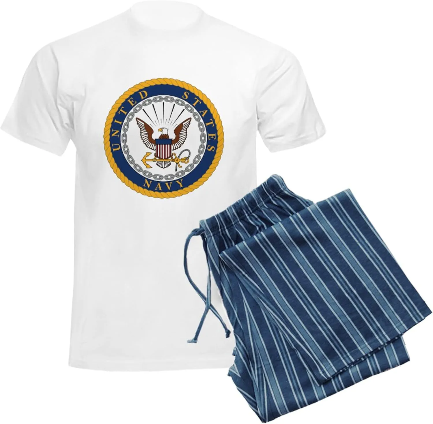 CafePress US Navy Emblem Men's Light Pajamas Men's Novelty Light Pajama Set, Comfortable PJ Sleepwear