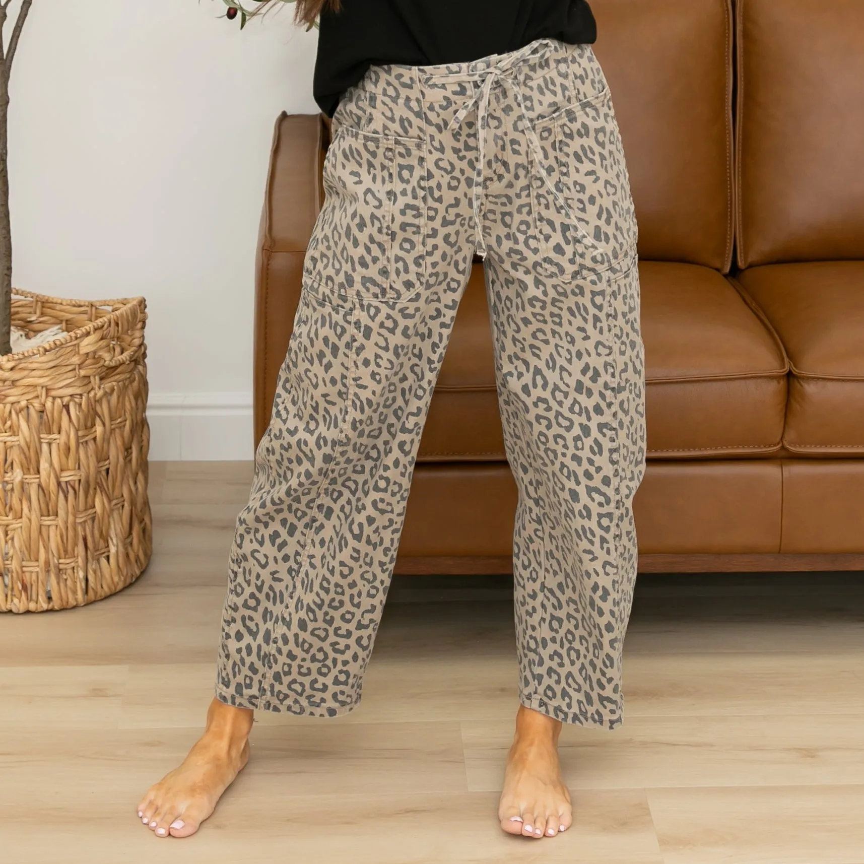 Carmen Leopard Barrel Jeans
