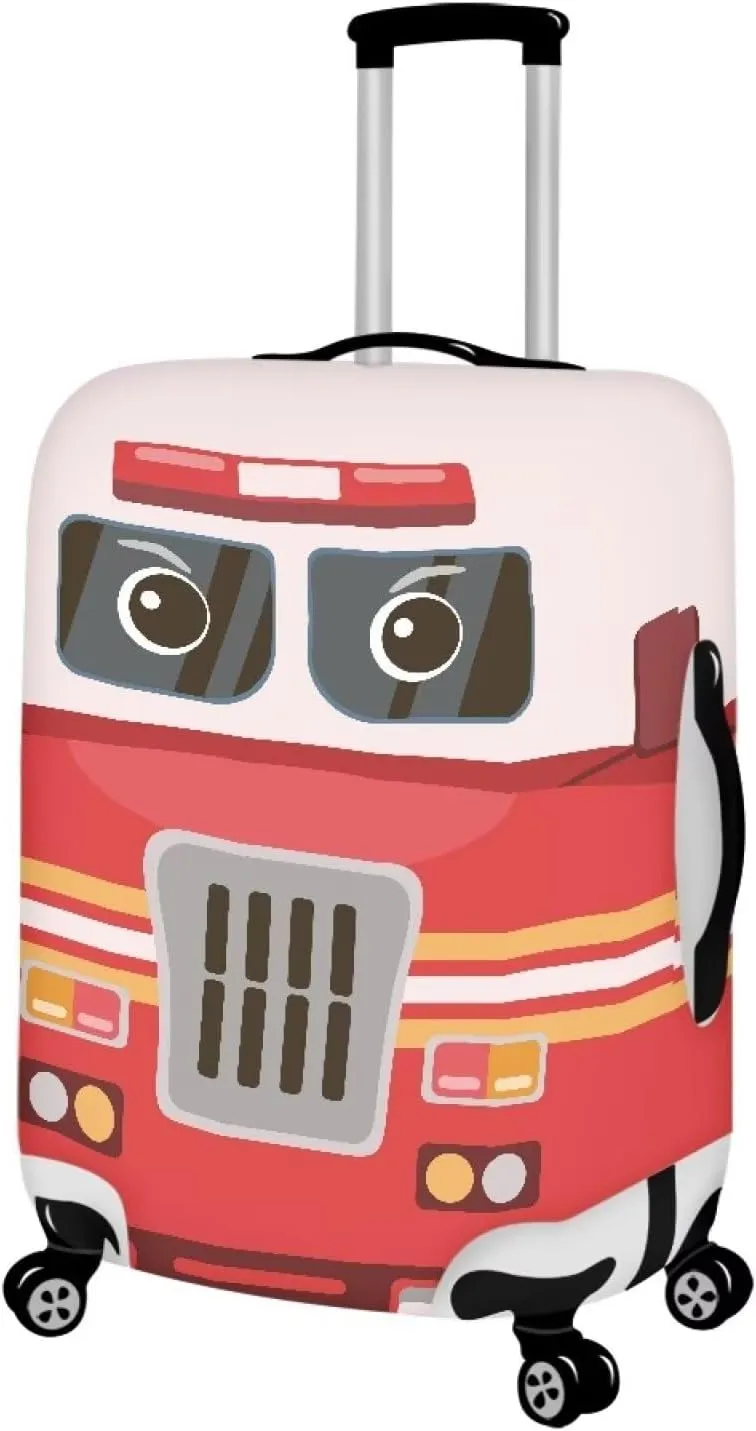 Cartoon Fire Truck Luggage Cover Anti-Scratch Suitcase Cover Luggage Protective Accessories for Kids & Adults, S (Fit 18-21 Inch Suitcase)