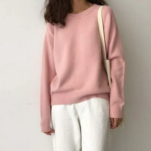 Cashmere Elegant Women Sweater Oversized Knitted Basic Pullovers
