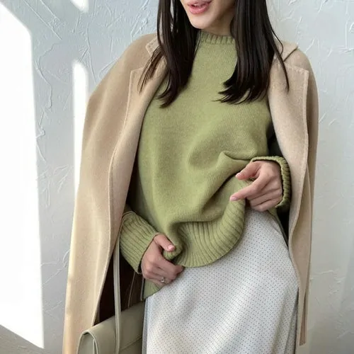 Cashmere Elegant Women Sweater Oversized Knitted Basic Pullovers