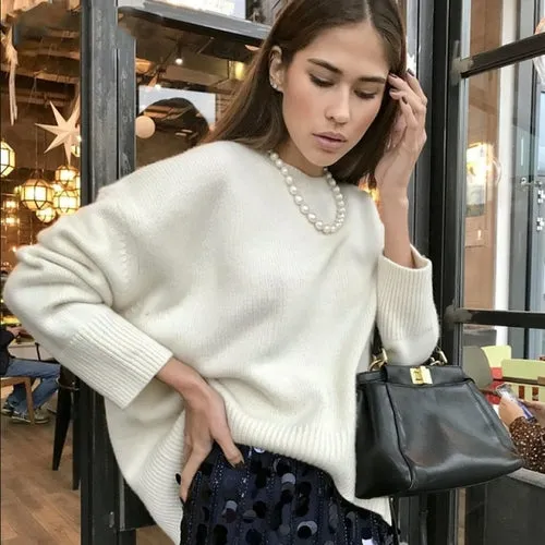 Cashmere Elegant Women Sweater Oversized Knitted Basic Pullovers