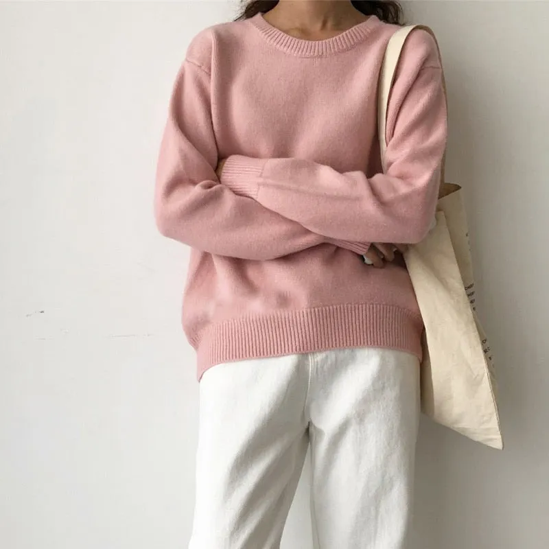 Cashmere Elegant Women Sweater Oversized Knitted Basic Pullovers
