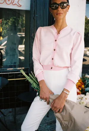 Cherie Pink   White Stripe Cardigan
