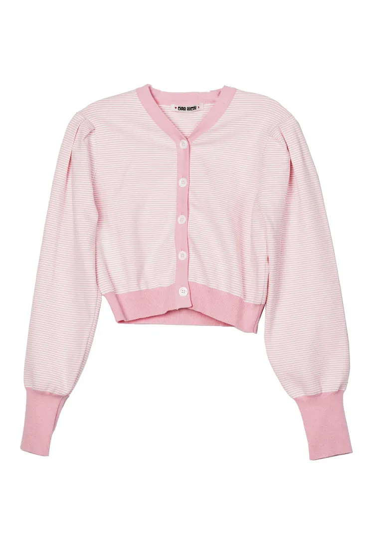 Cherie Pink   White Stripe Cardigan